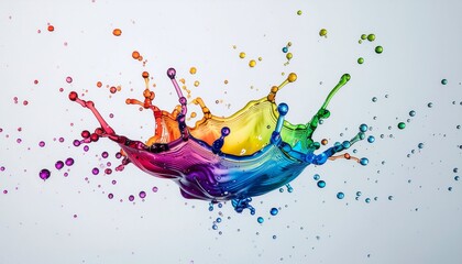 Vibrant splash of colorful paint creating an explosion of liquid art against a clean, bright background.