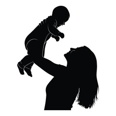 Mother lifting baby silhouette loving moment joyful connection parent child embrace affection family happiness pure love silhouette
