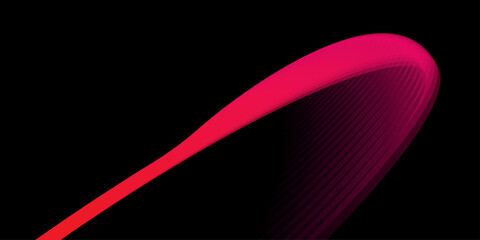 Red ribbon on black backdrop with lines and a glow design featuring wave motion and energy