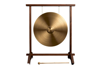 Meditative golden gong, ready to bring peace and harmony to your space, perfect for wellness centers or creating a calming atmosphere at home