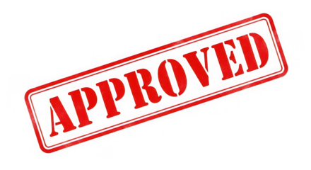 Approved stamp isolated on transparent background for confirmation and validation