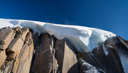 delicate snow cornice overhanging a sharp cliff