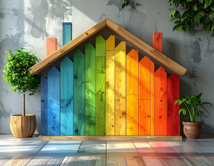 Maison colorée symbole d'efficacité énergétique et écologique