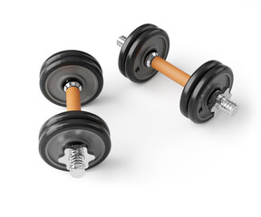 Naklejka premium dumbbells isolated on white background . 3d render