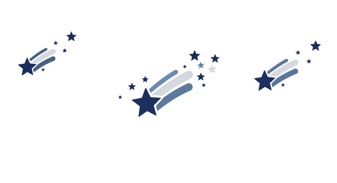 Dynamic shooting star pattern with multiple blue stars and trails