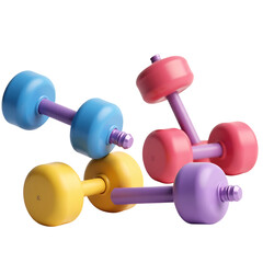 Colorful toy dumbbells for children s fitness isolated on transparent background