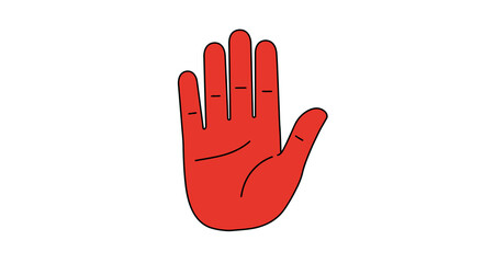 Obraz premium Red hand silhouette on white background