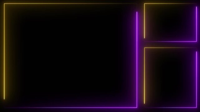 Live streaming Frame - animated violet and golden neon overlay frame for live streaming and gaming templates
