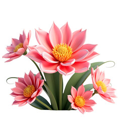 Group of pink lotus flowers isolated on transparent background