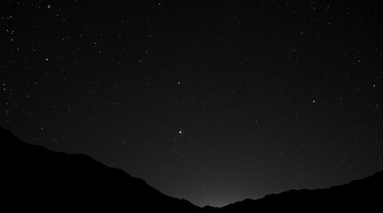 Night sky sparkles above mountains, revealing a stunning display of stars and celestial wonders in a serene landscape at dusk