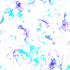 Abstract Seamless Pattern Design, Repeatable Textile Fabric Print, Multicolor Allover Floral Design