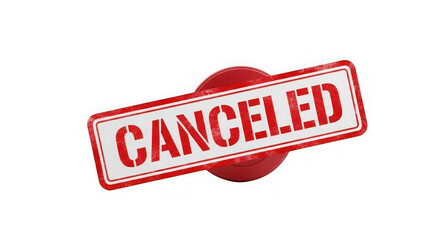 Red canceled stamp isolated on transparent background for document or message