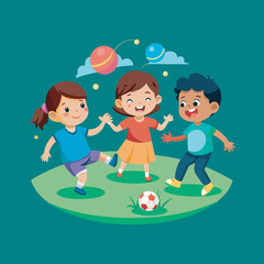 Children playing vector art file