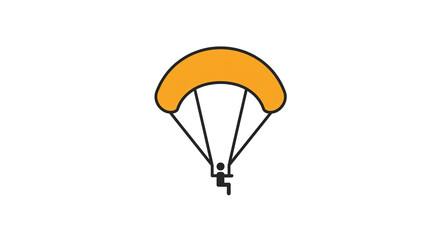 Parachute Descent in Simple Illustration Style with Orange Color and Minimalistic Design for Adventure