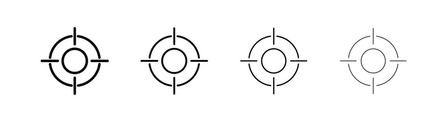 Crosshair and target aim icon set, Target icons in circular design, crosshair symbols, aim and focus pictograms set, Aiming icons, Gun target icons, Vector illustration.
