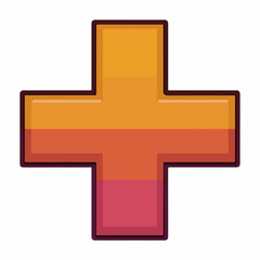 Obraz premium Red Cross Mark Icon in Flat Style