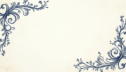 Obraz premium Decorative floral corner design on light background. Elegant swirl vine leaf branch border art element nice for greeting cards wedding invites. Natural botanical foliage plant blossom frame