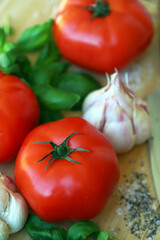 large tomatoes with basil and garlic