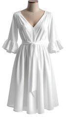 White A-line dress with ruffled sleeves