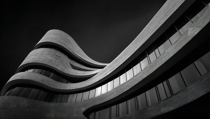 Stunning modern architecture with fluid lines and dramatic shadows perfect for business branding and design projects