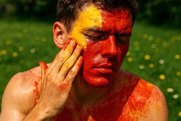 Guy put paint on face