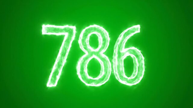 Glowing Green Number 786 Digital Art.