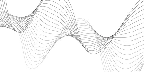 Abstract technology lines on white background. Undulate Grey Wave Swirl, frequency sound wave, twisted curve lines with blend effect, wave with lines created using blend tool.