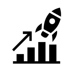 A vector illustration of a rocket launch, embodying the concept of business success and growth on a financial chart