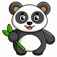 Cute cartoon panda bear illustration on white background