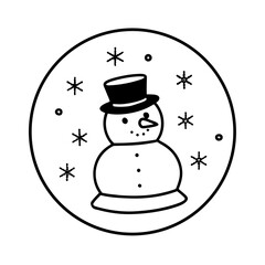 Simple single line drawing snowman vector illustration scalable icon festive winter art