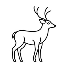 Scalable vector line drawing illustration of a majestic deer icon
