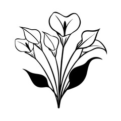 Black and white line drawing cluster vector illustration scalable graphic design elements