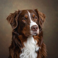 Dog portrait, brown and white