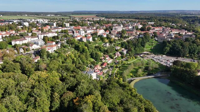 vue a&eacute;rienne de Briey, une des communes du Val de Briey en Meurthe et Moselle, Lorraine. 
