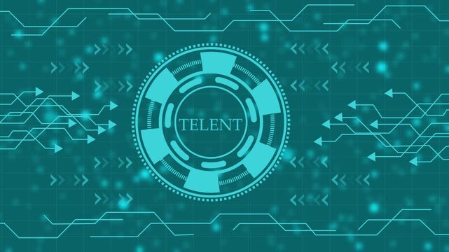 TELENT Sector Technology Concept with Glowing Circles and Circuit Board Design &ndash; Futuristic Business and Finance Background