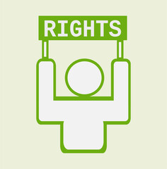 Minimalist Green Sign with White Raised Arms Icon