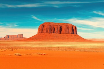 Naklejka premium Red rock formations in a vast desert landscape under a vibrant sky