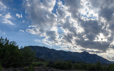 Cyprus mountains near Kyrenia with sky background