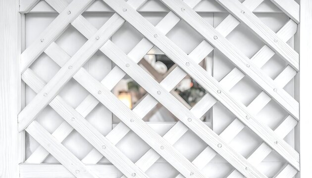 White lattice panel with criss-cross pattern