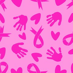 Breast cancer month seamless pink ribbon day mammogram pattern for medical accessories and medicine textiles