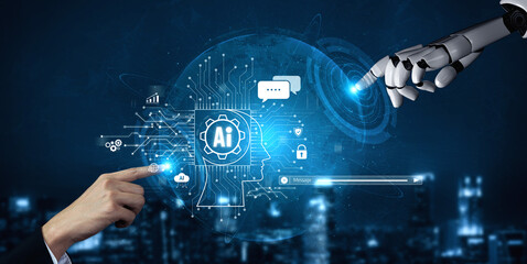 AI Virtual Assistant Artificial Intelligence Chatbot Controlled by Prompt Engineering for Explainable Generative AI information and LLM Deep Learning Technology for Smart Business Work Support. Vouch