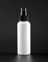 White spray bottle on black background