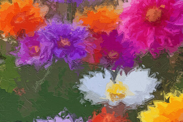 Various oil paintings, flowers, chrysanthemums, landscapes, forests, roses, peonies, cottages