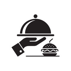 Fast Food Service Icon: Burger, Hand, and Delivery Symbol Vector Graphic
