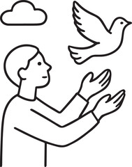 Releasing Hope: A silhouette of a person releasing a dove against a simple backdrop, illustrating a message of peace and optimism.
