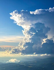 Dramatic cumulus clouds over a valley