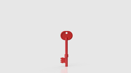 The Red Key On white Background for Security concept 3d Rendering.