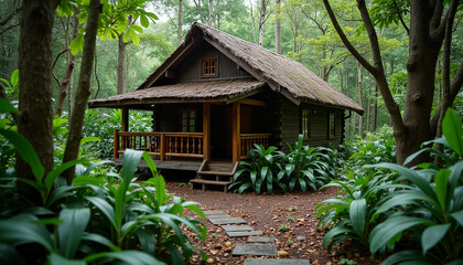 Cozy Rustic Cabin in Serene Forest Landscape