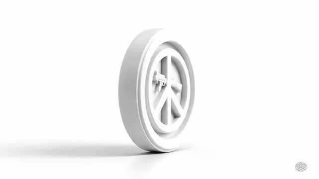 Paradoxical Peace: 3D Animated Symbol Transitioning from Tranquil to Armed