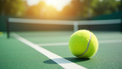 Close-up of Tennis Ball on Outdoor Court During Match